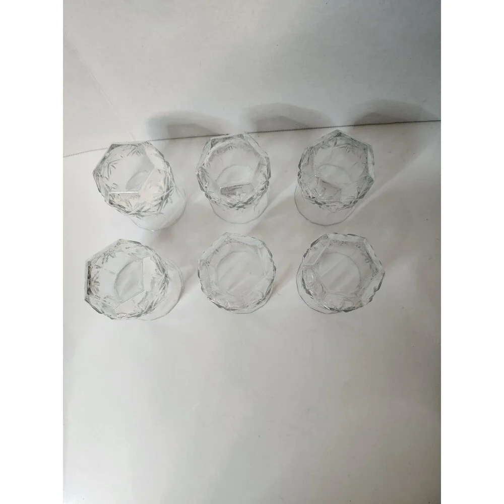 Lot Of 6 Cristal D’Arques Ashley Star Clear Cut Rocks Glasses 8 oz 3.5”